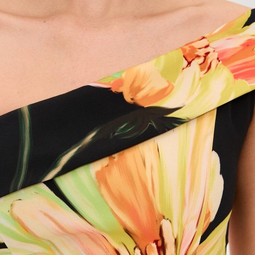 Black Halo Dolan One-Shoulder Gown Black Bursting Bloom 4 - Picture 8 of 16